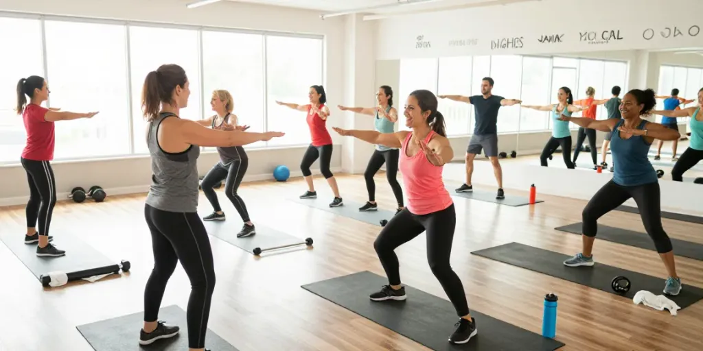 Lose weight in Canada with a vibrant fitness class promoting health and community.